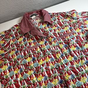 Vintage Gingham red green thumb Size Medium Garden Potted Plants button down